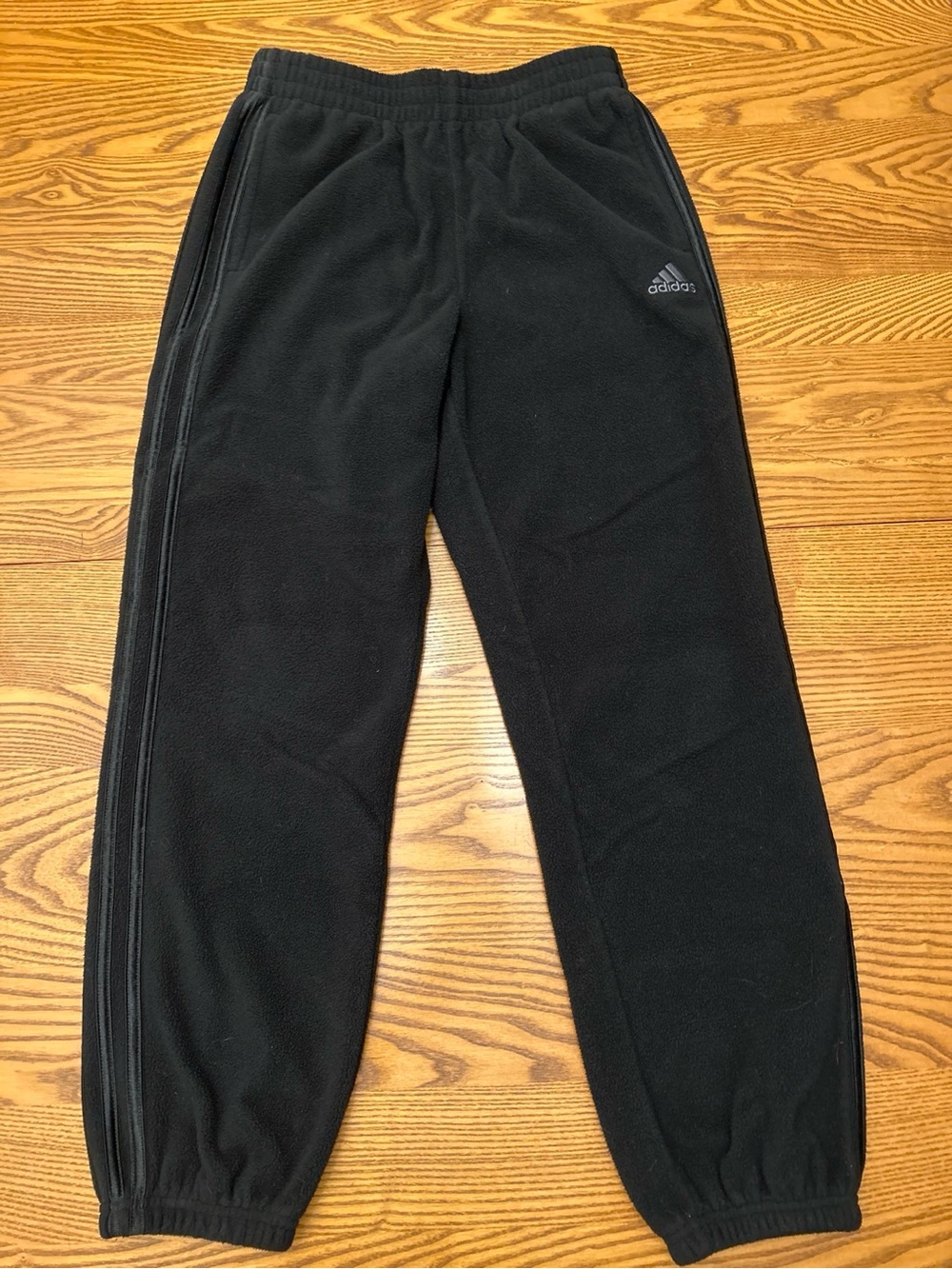Adidas Boys Fleece Jogger Pants Youth Large 14/16 Black 3-Stripe Athletic